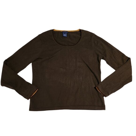 Vintage Faconnable Sweater Raglan Brown Crewneck Soft Cashmere Blend Mens Large - Picture 1 of 11